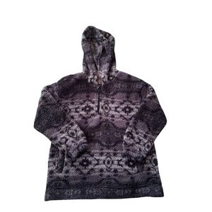 Koolaburra by UGG Brushed Back Sherpa Hoodie Pullover Black Geo Medium A544816